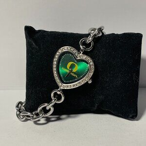 Oregon Ducks NCAA Women's Heart Stainless Steel Bracelet Watch by Game Time NEW
